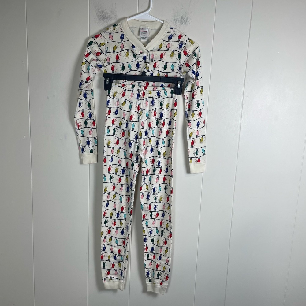 Hanna Andersson Kids sz 10 Pajamas Christmas Lights Organic Cotton Sleepwear Set
